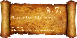 Mizsialko Tünde névjegykártya