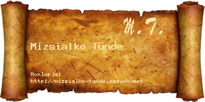Mizsialko Tünde névjegykártya